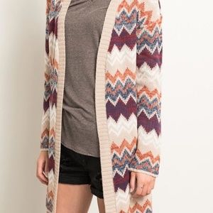 Hem and Thread Chevron Cardigan